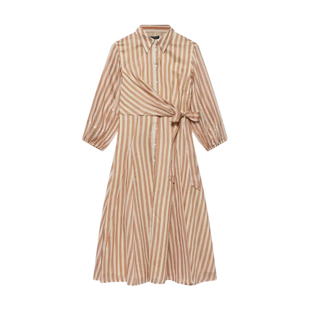 Mint Velvet Orange Stripe Wrap Midi Shirt Dress